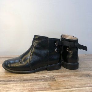ZARA Kids Girl's Black Bow Tie Ankle Booties - Size 27 (EU) / 10.5 (Toddler US)